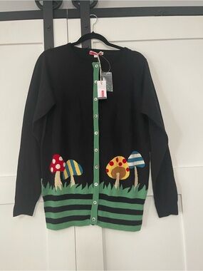 Eley Kishimoto Black Mushroom Knit Cardigan – Size 10 – NWT